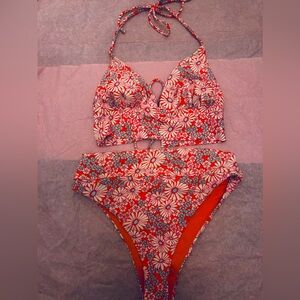 American eagle size XS orange floral bikini